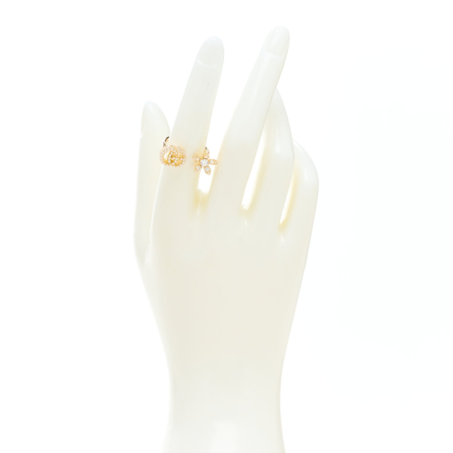 18K Yellow Gold Diamond Flora GG Open Ring 49 5