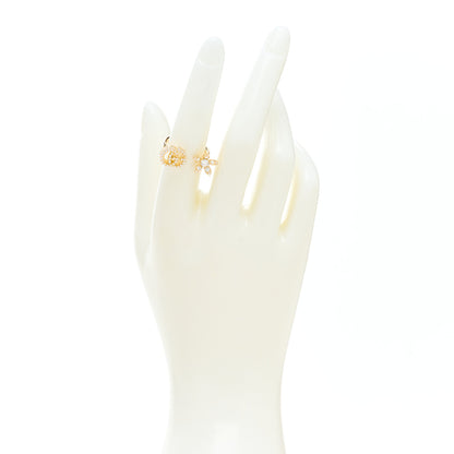 Gucci 18K Yellow Gold Diamond Flora GG Open Ring 49 5 2 of 4