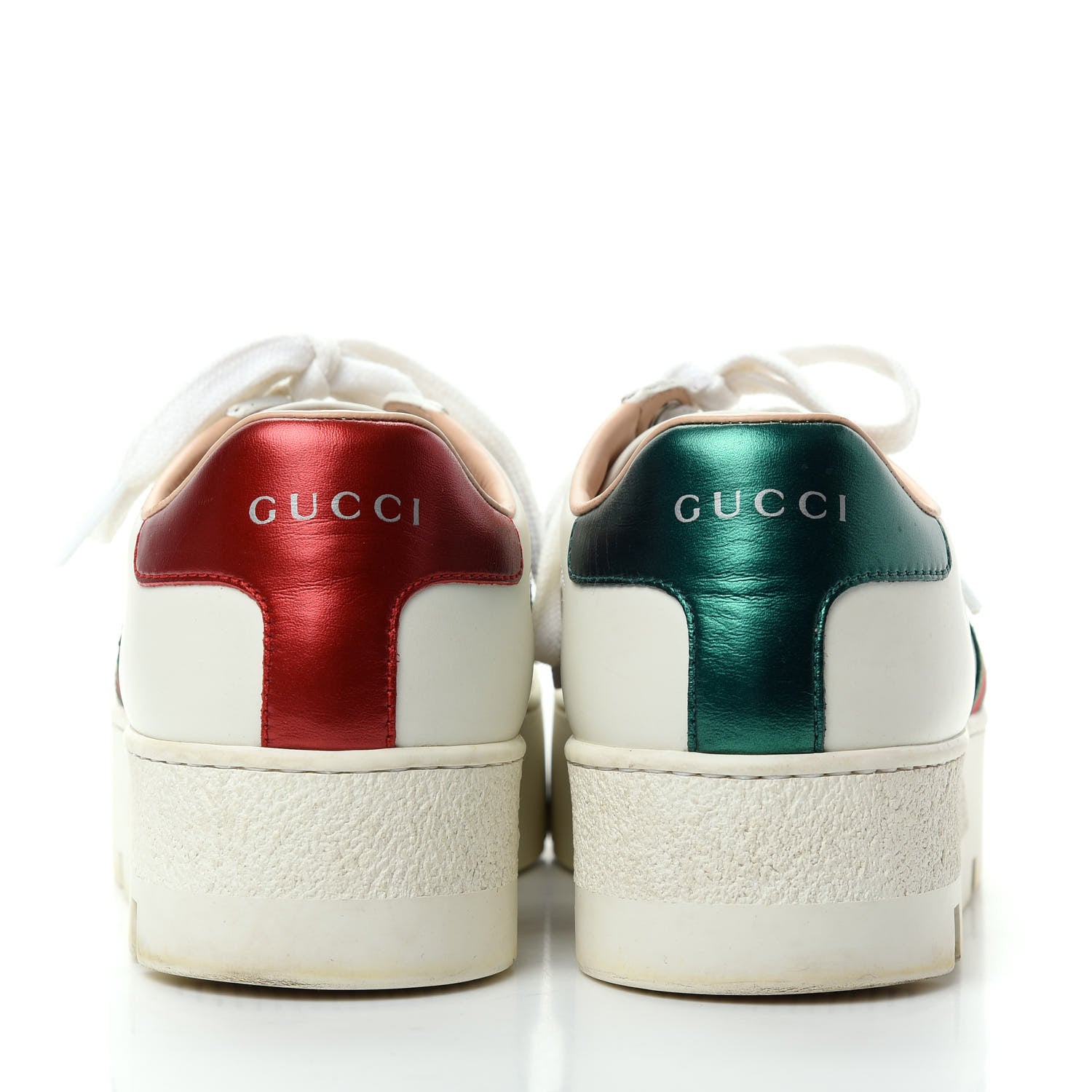 Gucci Calfskin Web Bee Embroidered Womens Ace Platform Sneakers 36 White 7 of 10