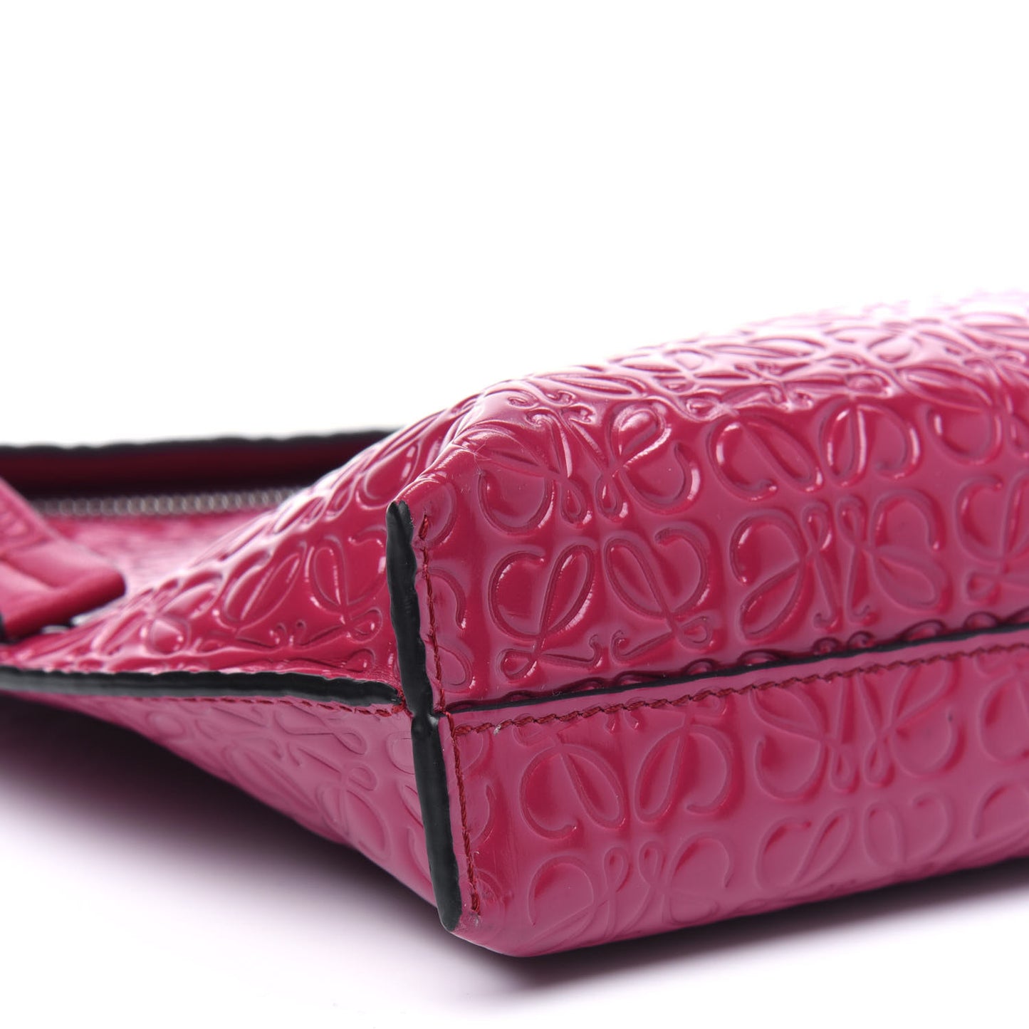 Calfskin Embossed Repeat T Pouch Raspberry