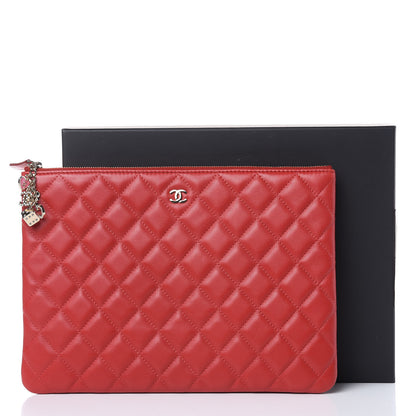 Chanel Lambskin Quilted Medium Casino Beauty CC Cosmetic Case Red 8 of 8