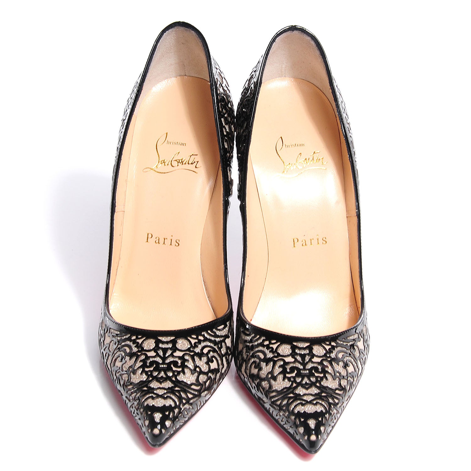 Christian Louboutin Patent Lace Glitter So Pretty 120 Pumps 36.5 Black 2 of 6