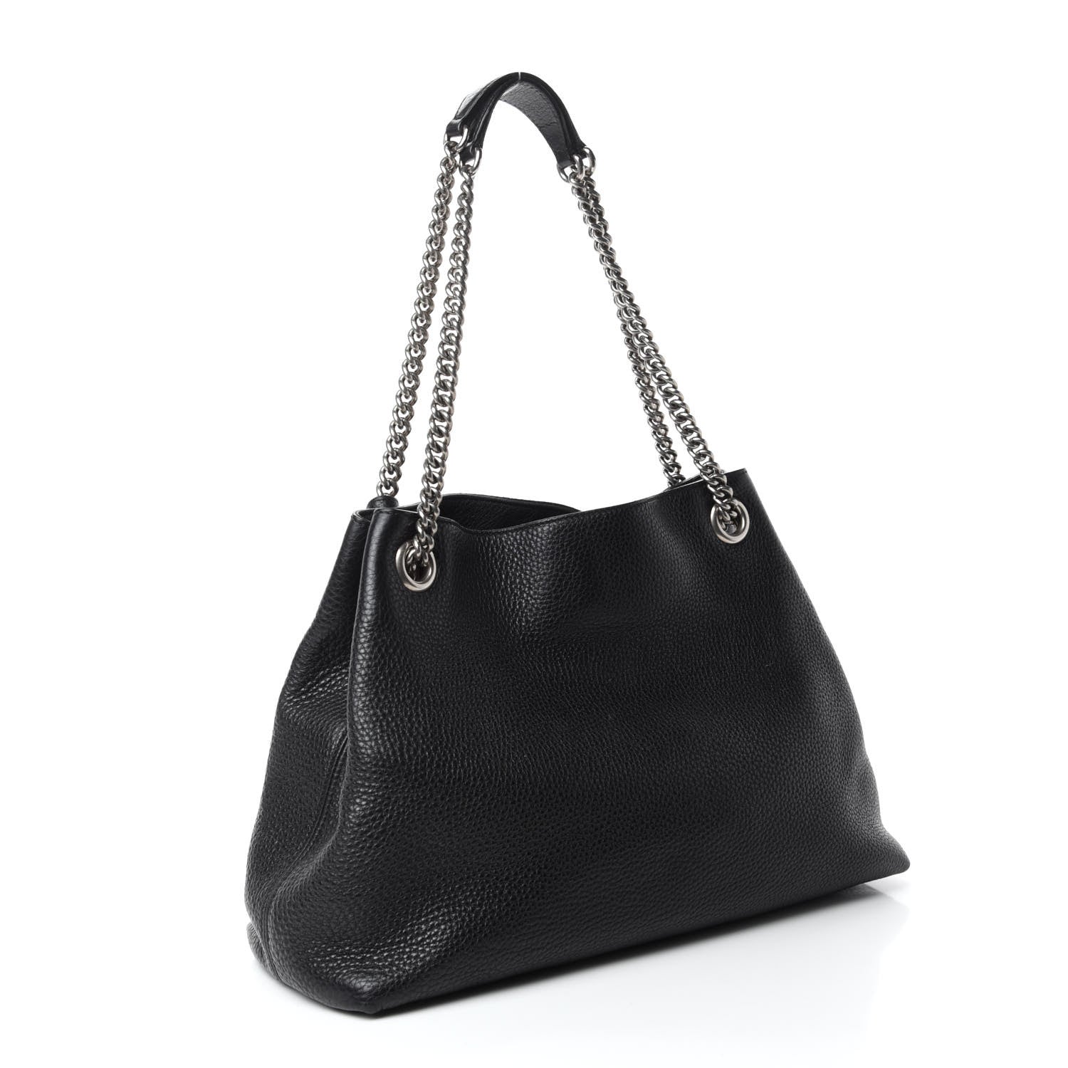 Gucci Pebbled Calfskin Studded Medium Soho Chain Shoulder Bag Black 3 of 13