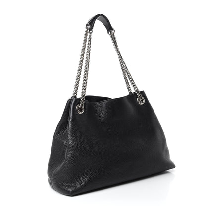 Gucci Pebbled Calfskin Studded Medium Soho Chain Shoulder Bag Black 3 of 13