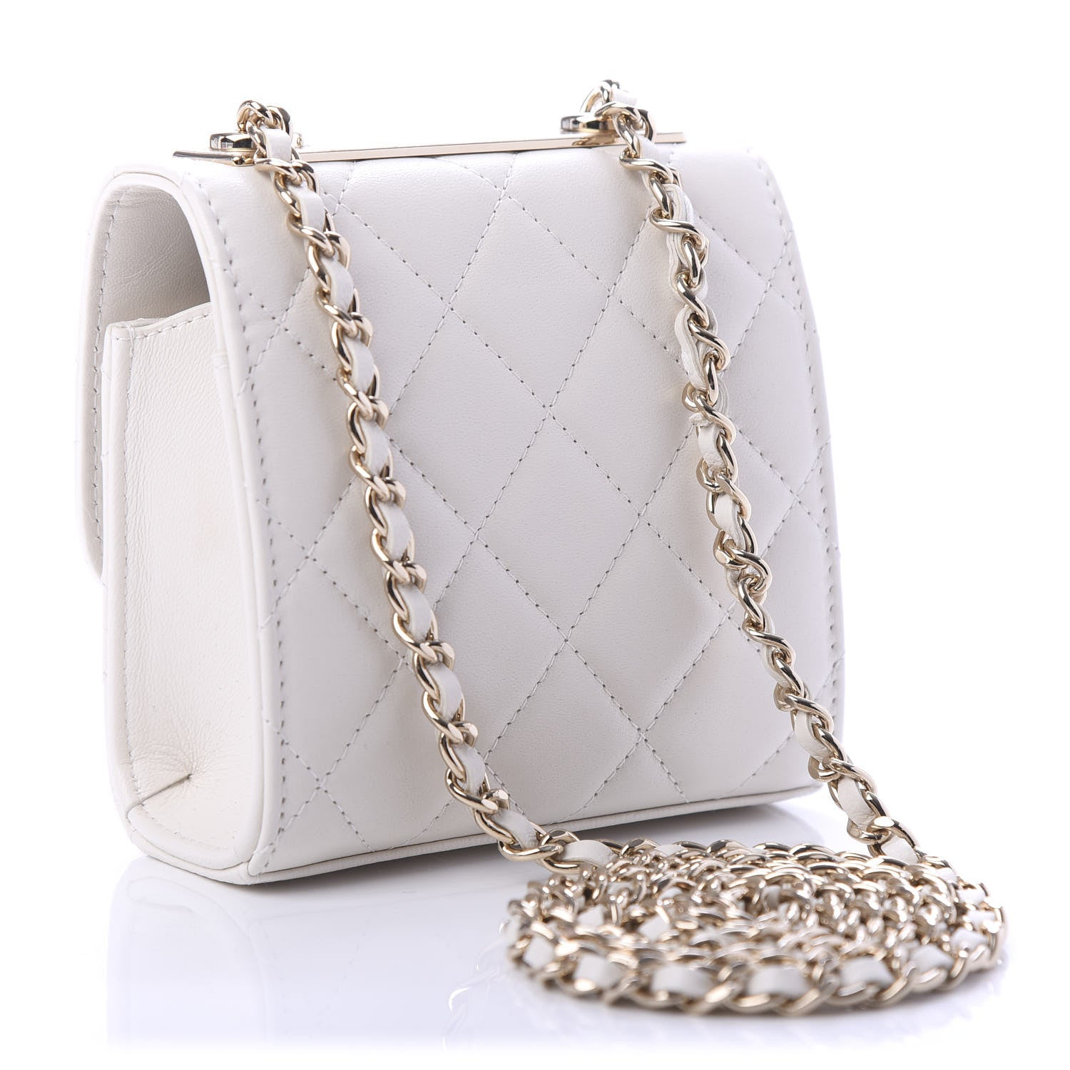 Chanel Lambskin Quilted Mini Trendy CC Chain Wallet White 3 of 10