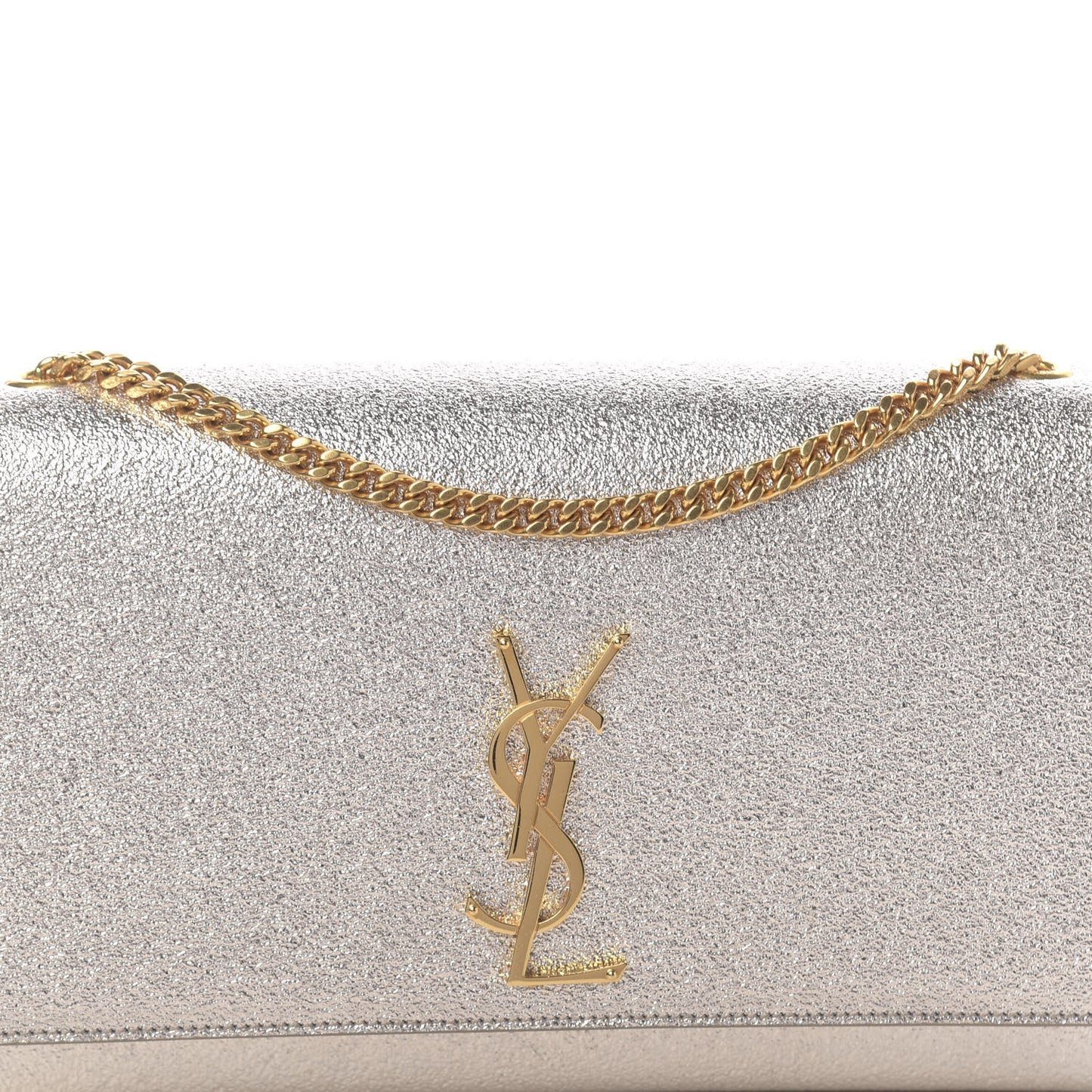 Metallic Calfskin Medium Classic Monogram Kate Satchel Pale Gold