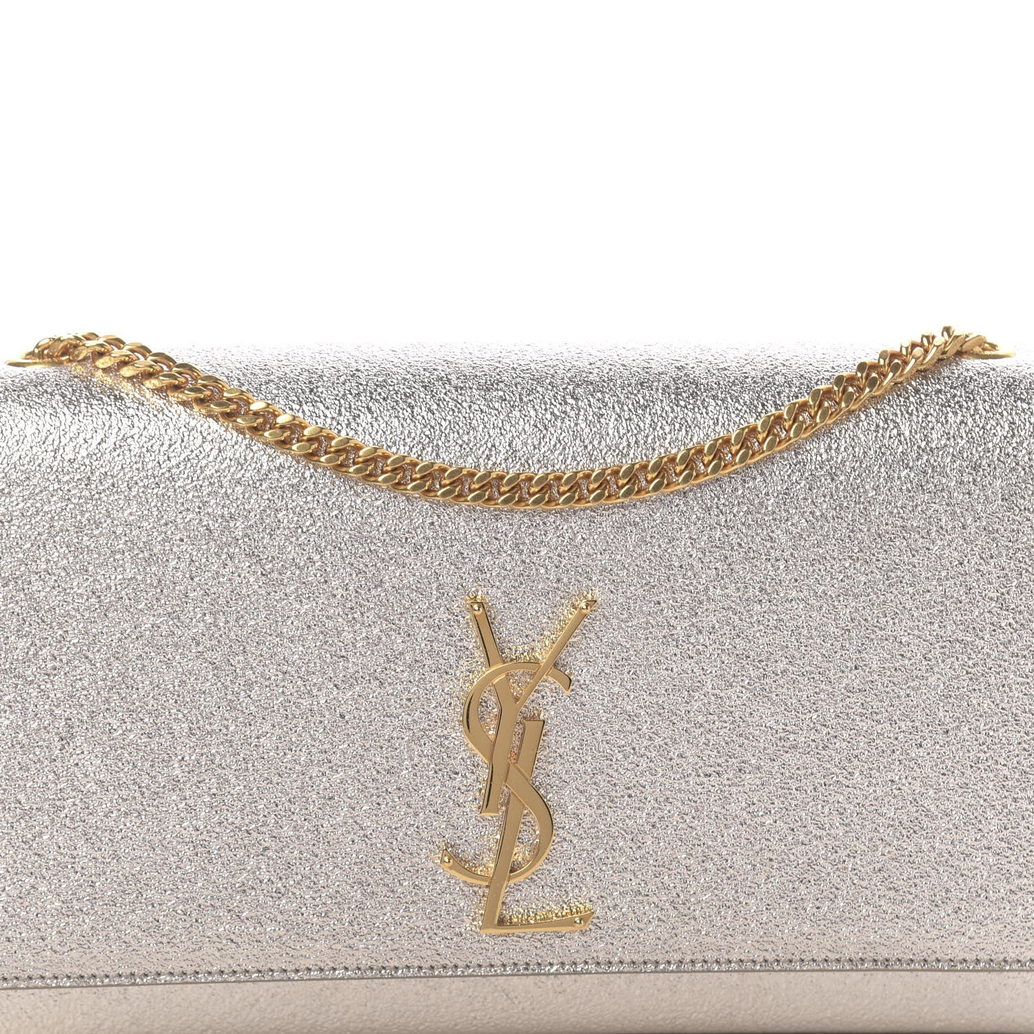 Saint Laurent Metallic Calfskin Medium Classic Monogram Kate Satchel Pale Gold 9 of 10