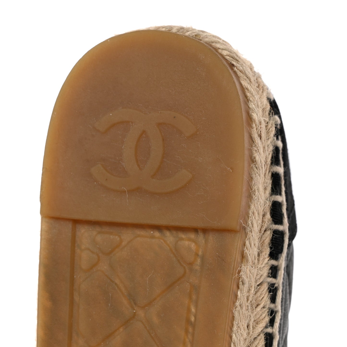 Lambskin Grosgrain Quilted CC Chain Espadrilles 39 Black