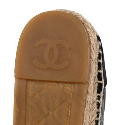 Chanel Lambskin Grosgrain Quilted CC Chain Espadrilles 39 Black 10 of 12