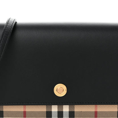 Burberry Calfskin Vintage Check Hannah Wallet with Detachable Strap Black 7 of 10