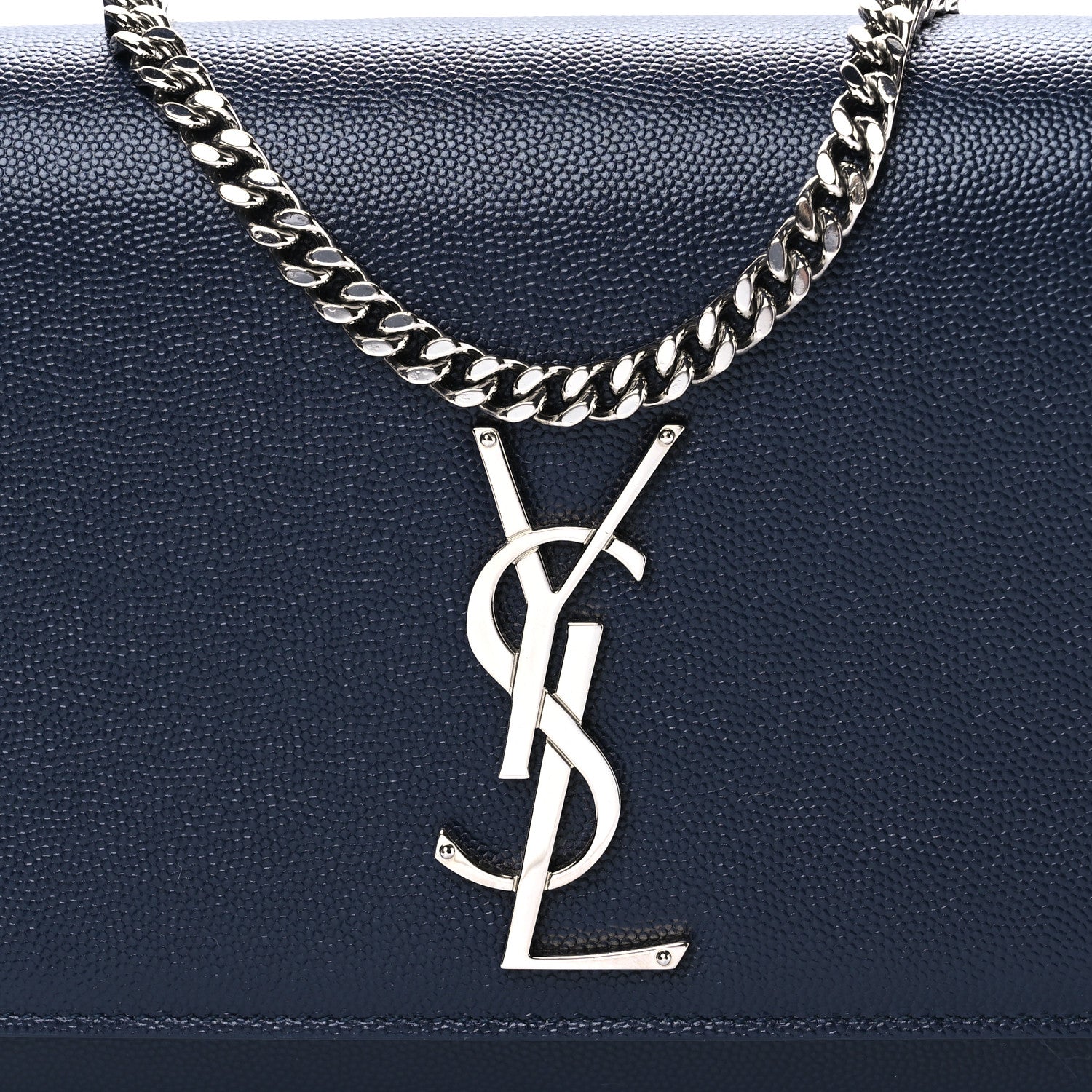 Saint Laurent Grain De Poudre Medium Classic Monogram Kate Satchel Deep Marine 8 of 10