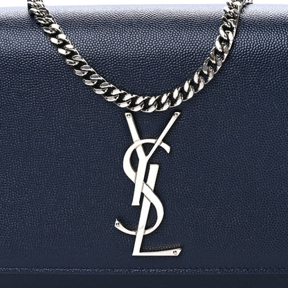 Saint Laurent Grain De Poudre Medium Classic Monogram Kate Satchel Deep Marine 8 of 10