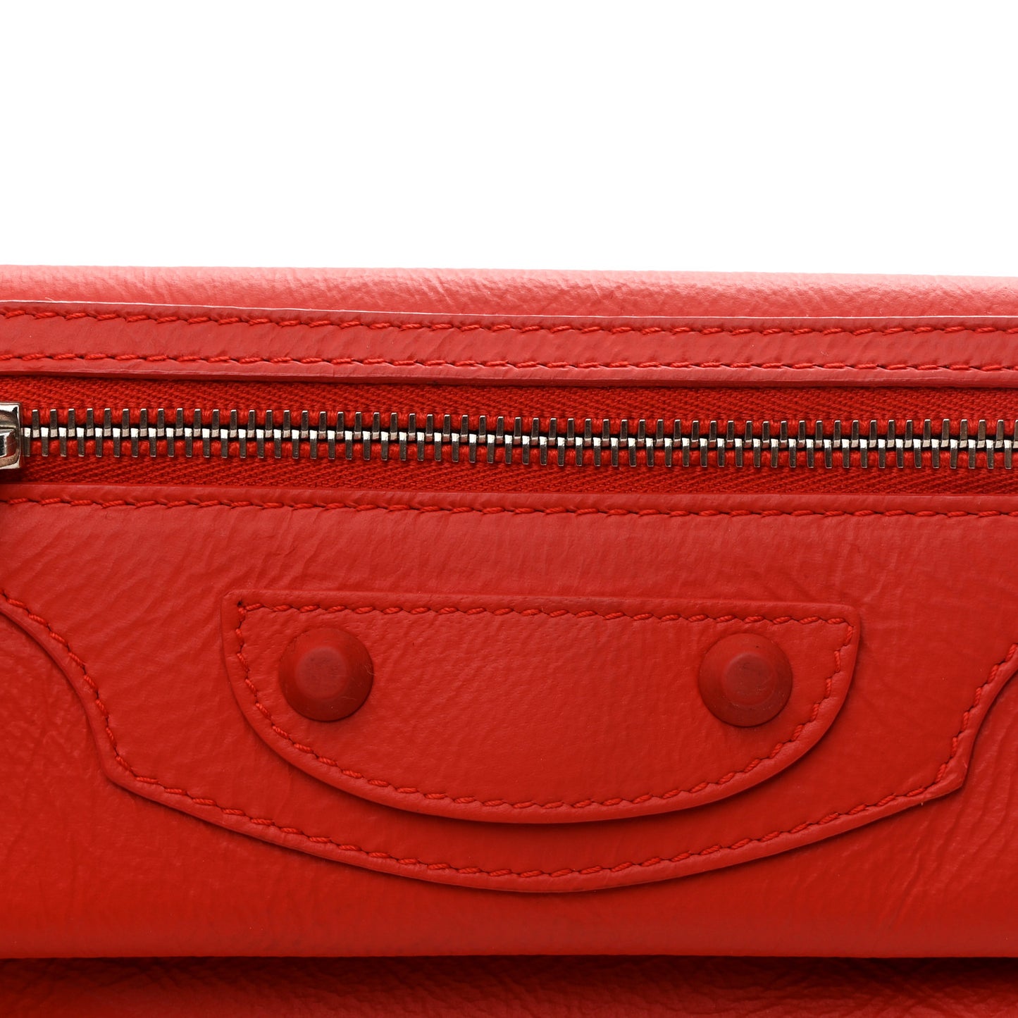 Matte Goatskin Rubber Covered Classic Hardware Envelope Clutch Rouge Ambre