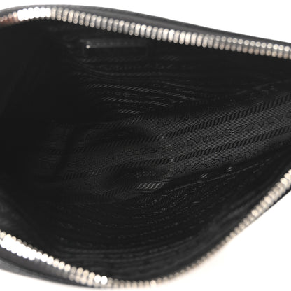 Prada Saffiano Cuir Triangle Logo Embossed Triangle Wristlet Black 5 of 10