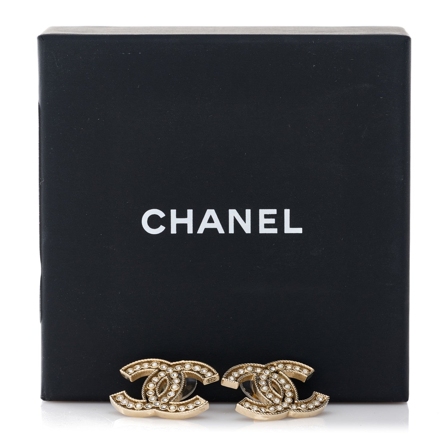 Chanel Pearl Crystal Sparkling Pearls CC Earrings Gold 6 of 6