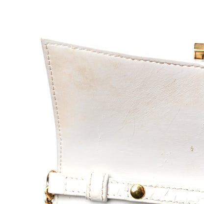 Balenciaga Shiny Calfskin Crocodile Embossed Hourglass Chain Bag White 11 of 23