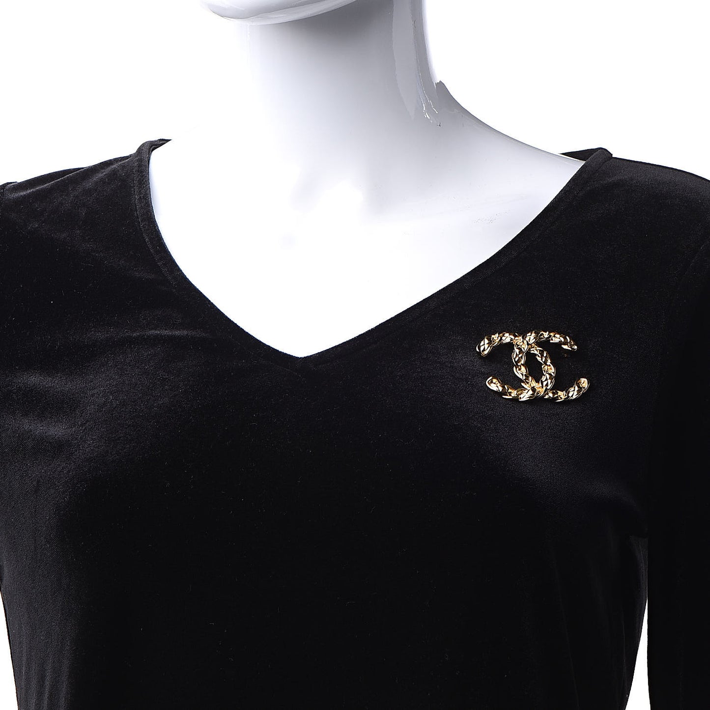 Quilted CC Brooch Gold