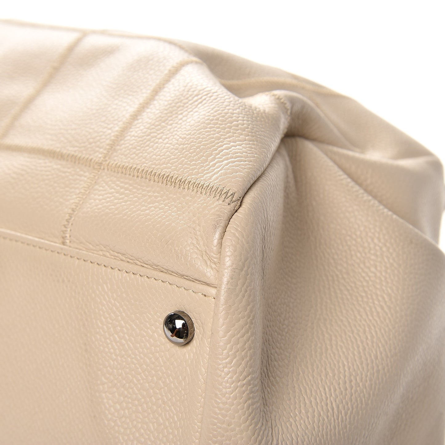 Caviar Square Stitched Large Tote Beige