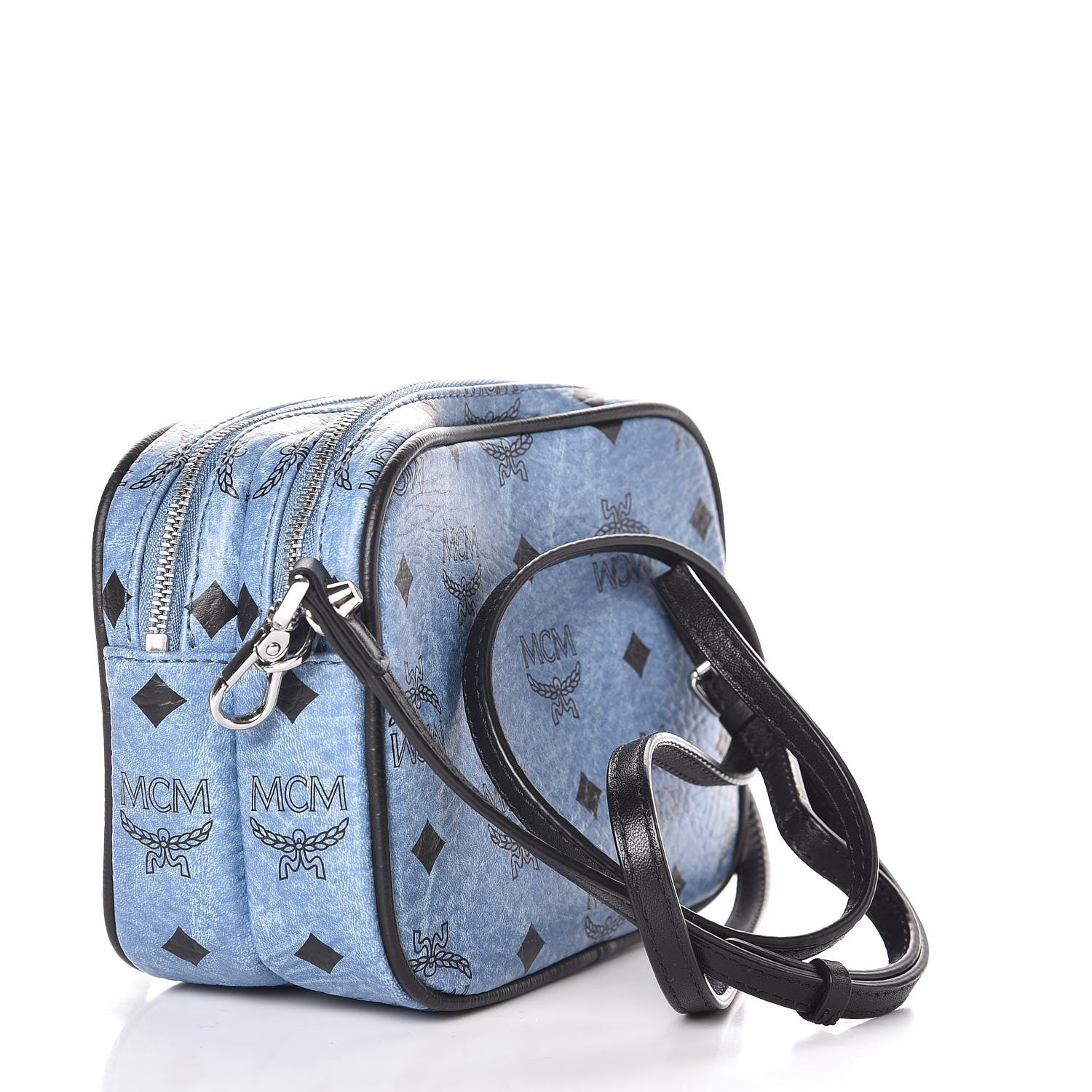 MCM Visetos Mini Camera Crossbody Bag Denim 3 of 9