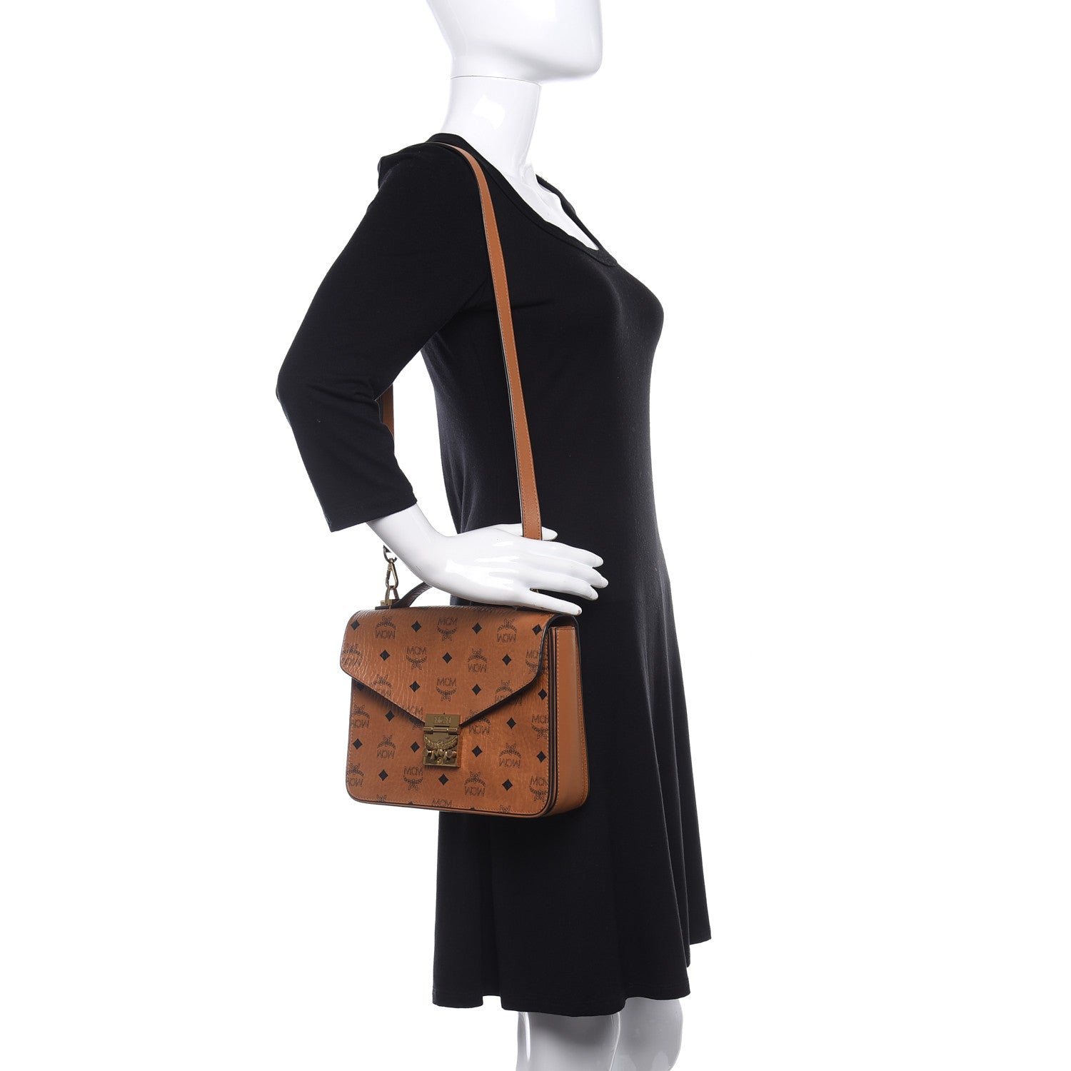 MCM Visetos Medium Patricia Satchel Cognac 2 of 10