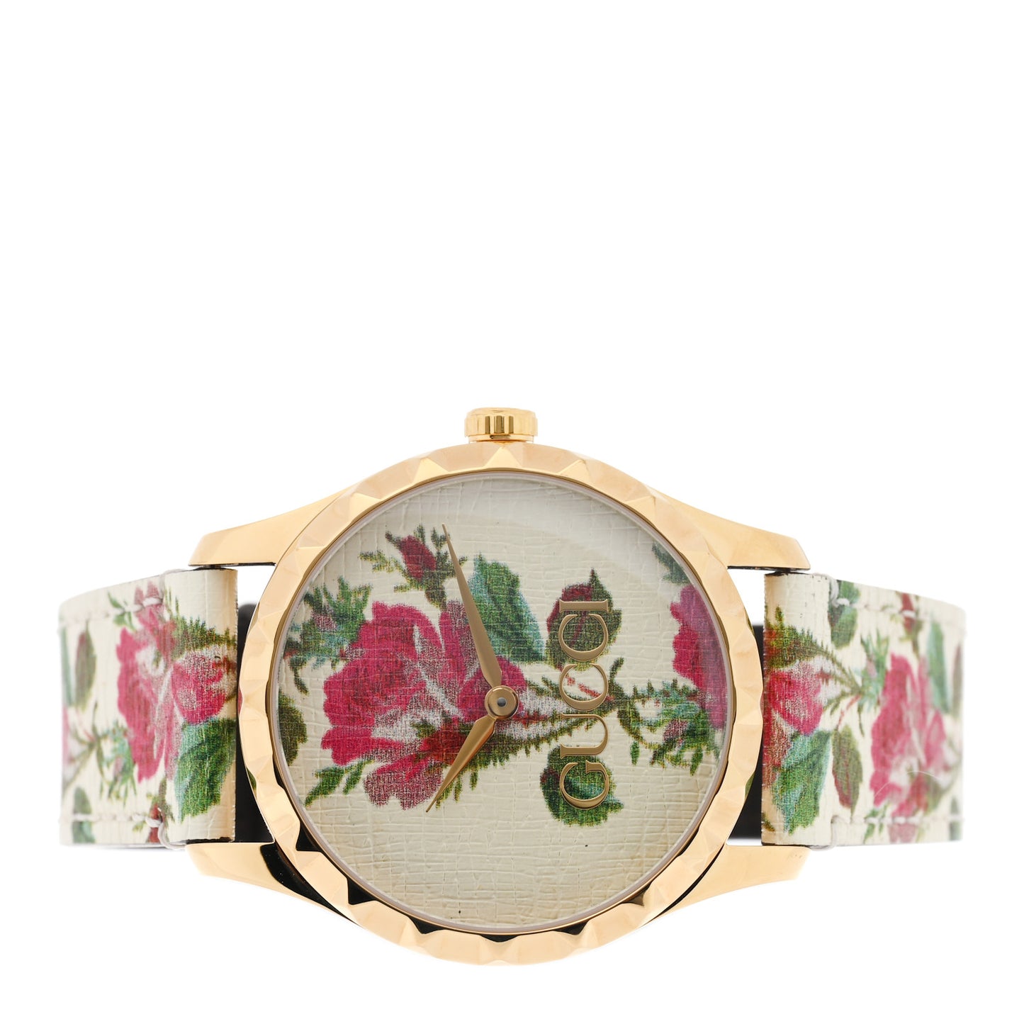 Stainless Steel Calfskin 38mm G-Timeless Floral Quartz Watch Ivory