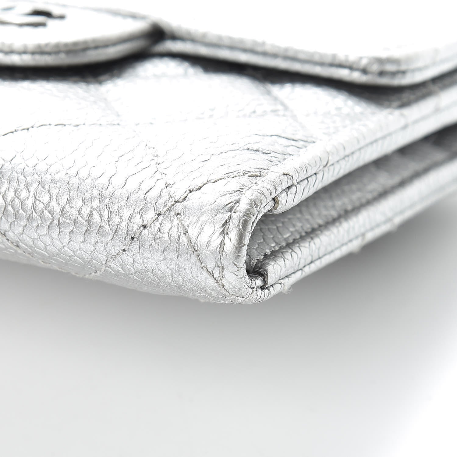 Chanel Metallic Caviar Quilted Compact Flap Wallet Silver 10 of 11