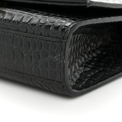 Saint Laurent Calfskin Crocodile Embossed Medium Classic Monogram Kate Tassel Satchel Black 17 of 19