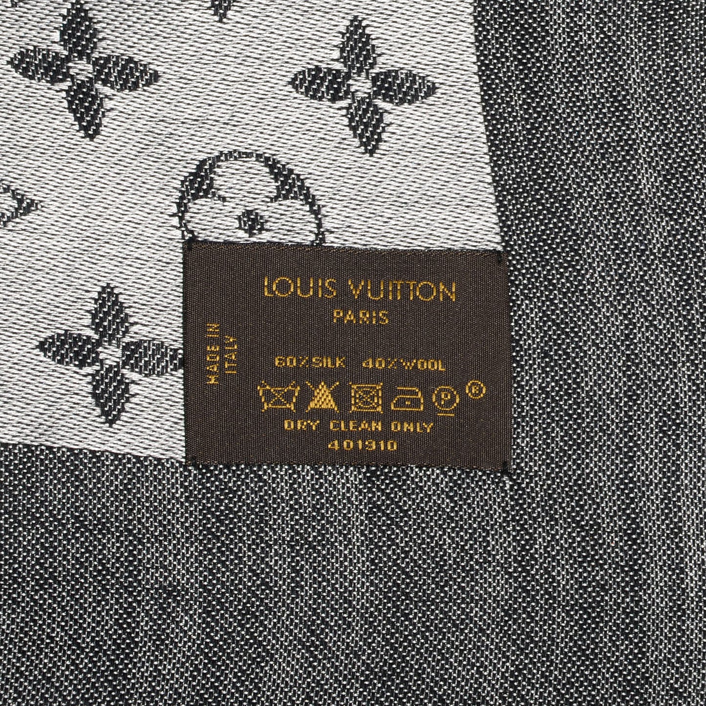 Silk Wool Monogram Denim Shawl Black