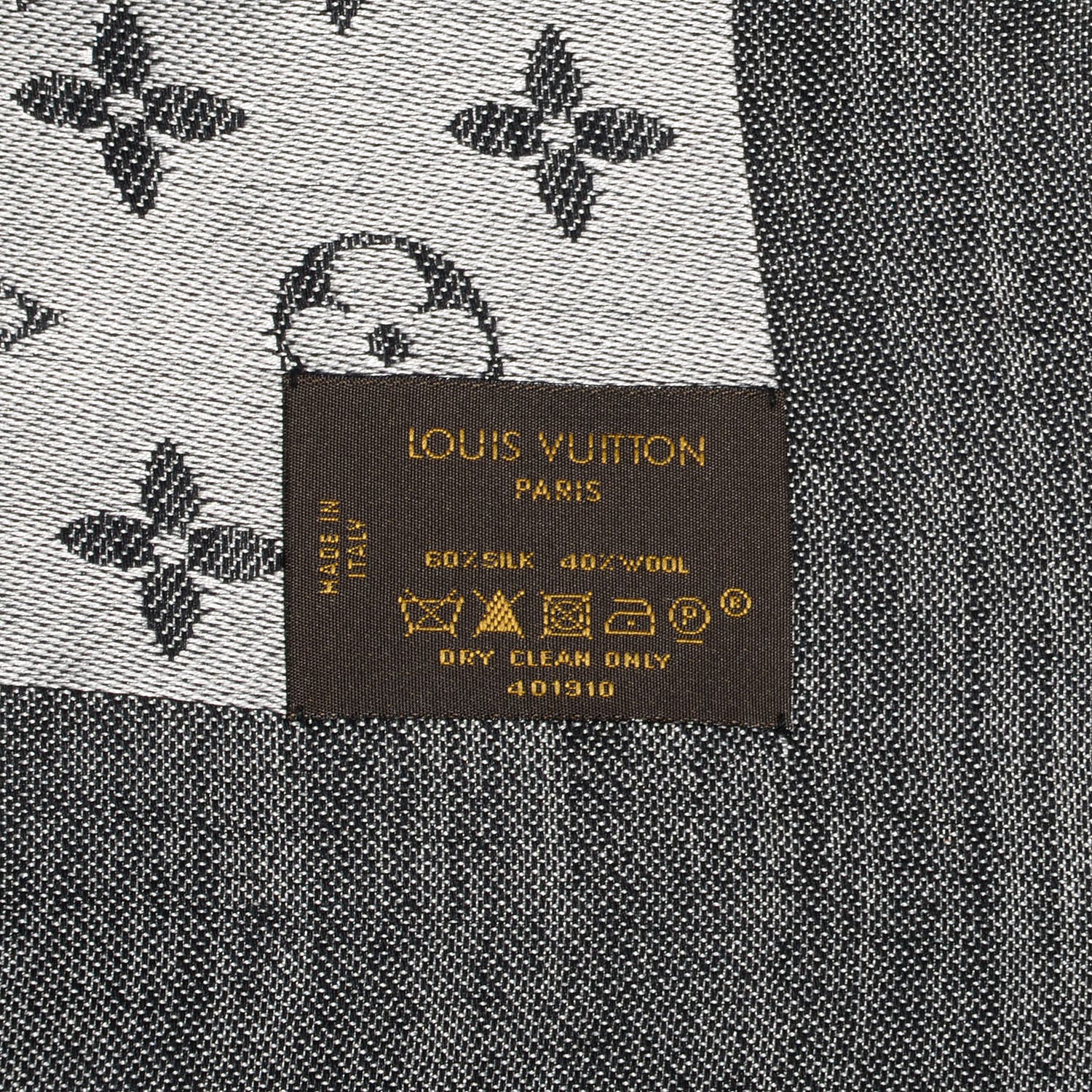 Louis Vuitton Silk Wool Monogram Denim Shawl Black 5 of 5
