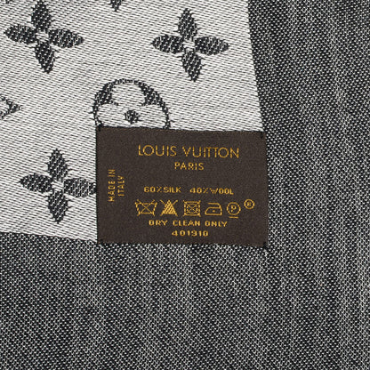 Louis Vuitton Silk Wool Monogram Denim Shawl Black 5 of 5
