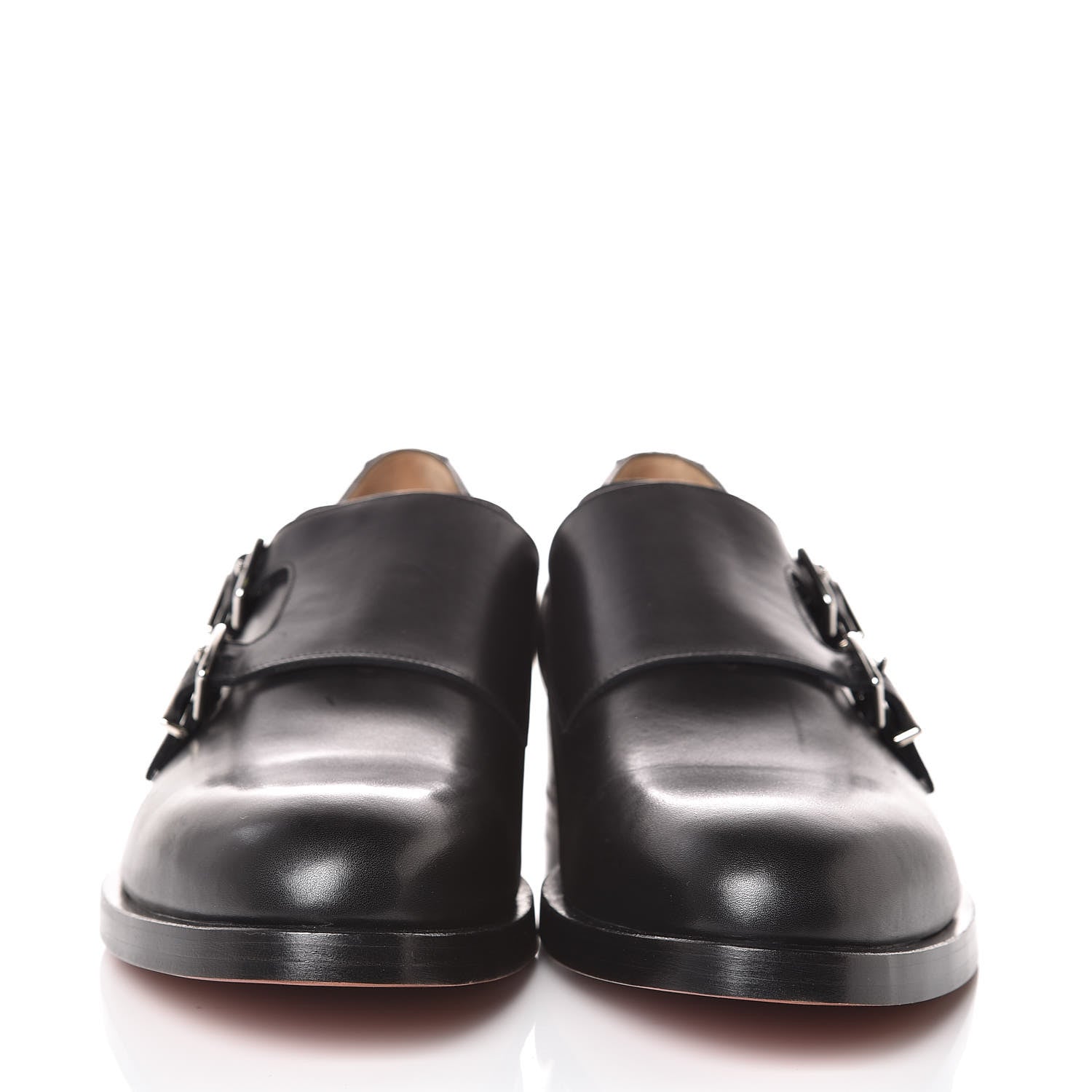 Hermes Calfskin Mens Double Buckle Loafers 44.5 Black 2 of 9