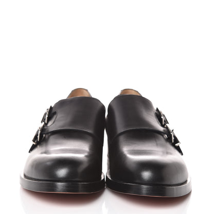 Hermes Calfskin Mens Double Buckle Loafers 44.5 Black 2 of 9