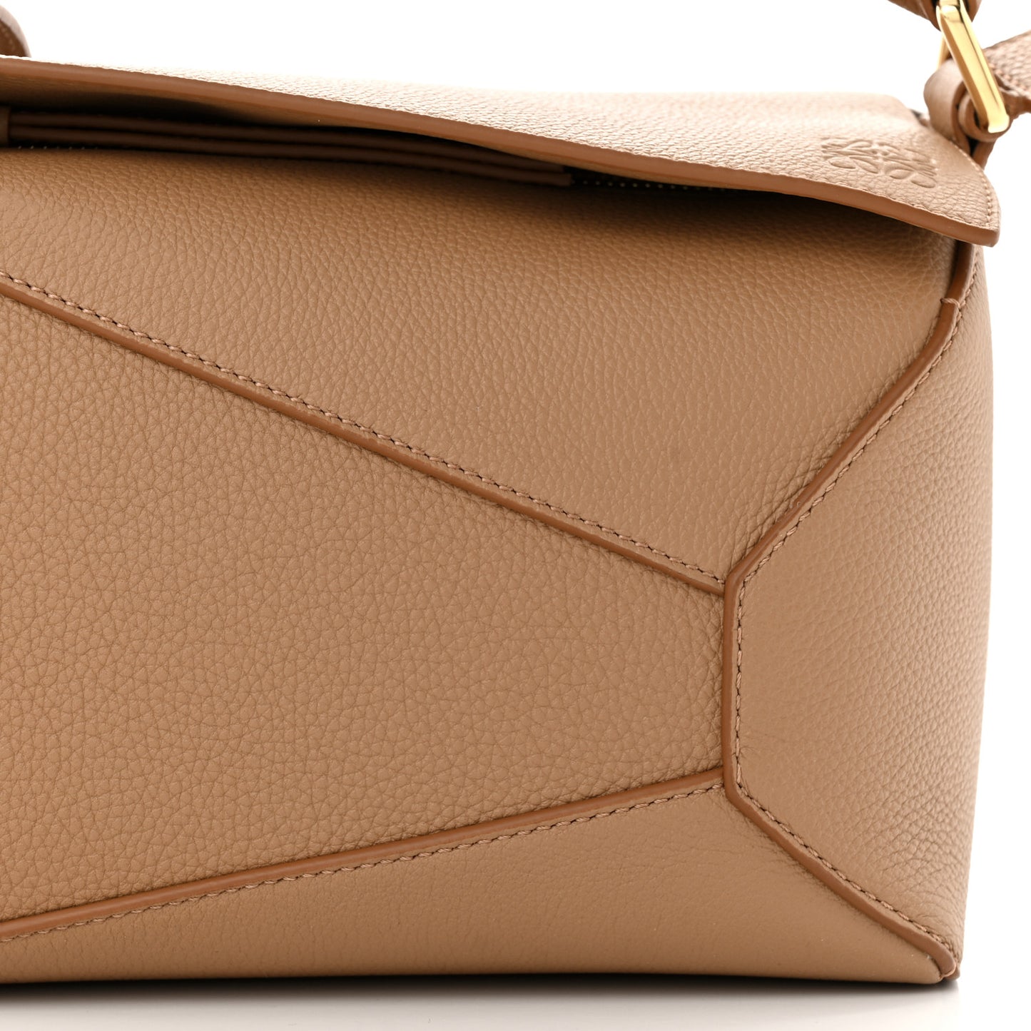 Grained Calfskin Small Puzzle Edge Bag Toffee