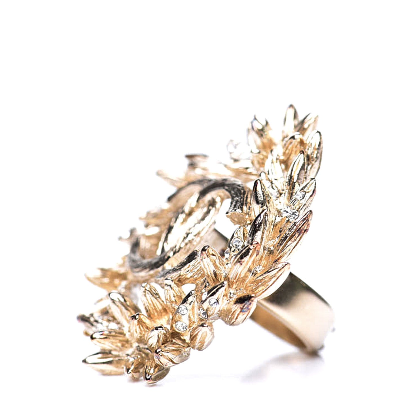 Crystal Wreath CC Ring 6.5 Gold