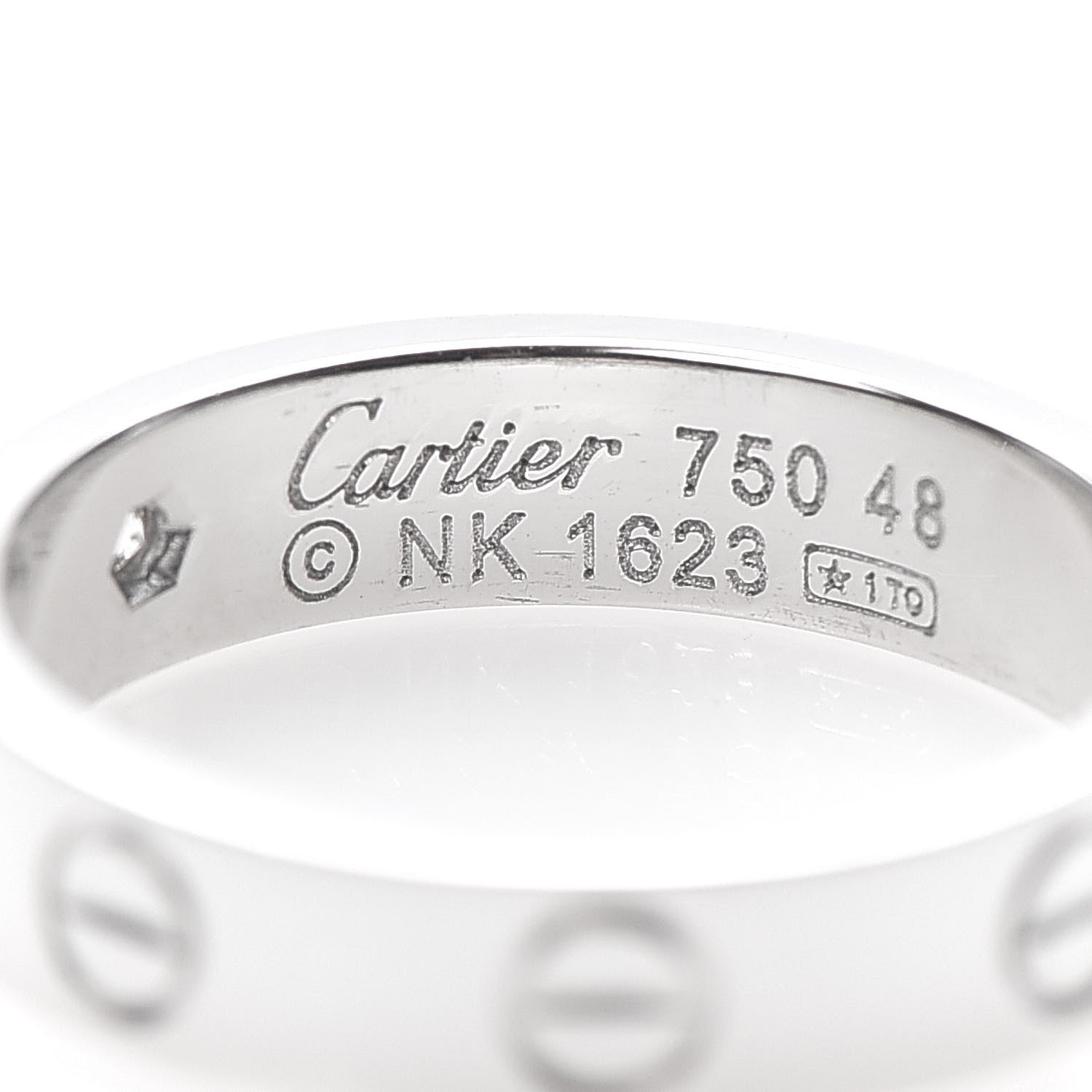 Cartier 18K White Gold Diamond 4mm LOVE Wedding Band Ring 48 4.5 4 of 5