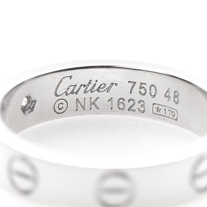 Cartier 18K White Gold Diamond 4mm LOVE Wedding Band Ring 48 4.5 4 of 5