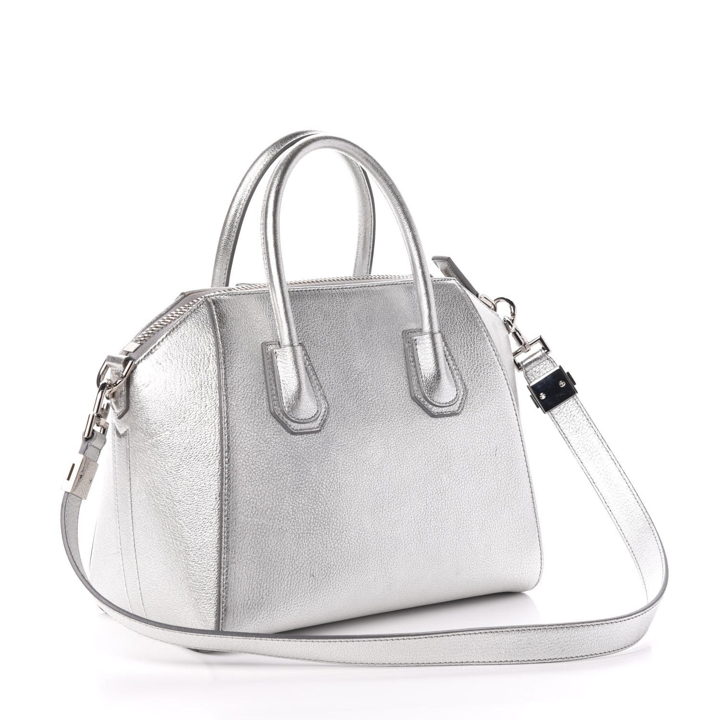 Metallic Sugar Goatskin Small Antigona Silver