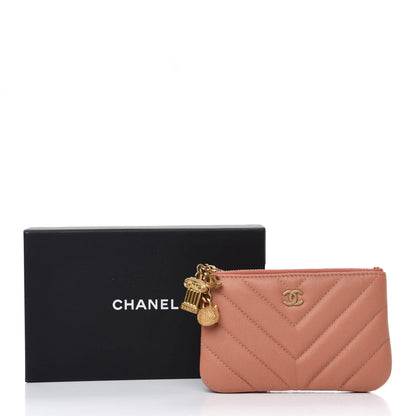 Chanel Caviar Chevron Quilted Small Ancient Greek Charms Cosmetic Case Dark Beige 9 of 9