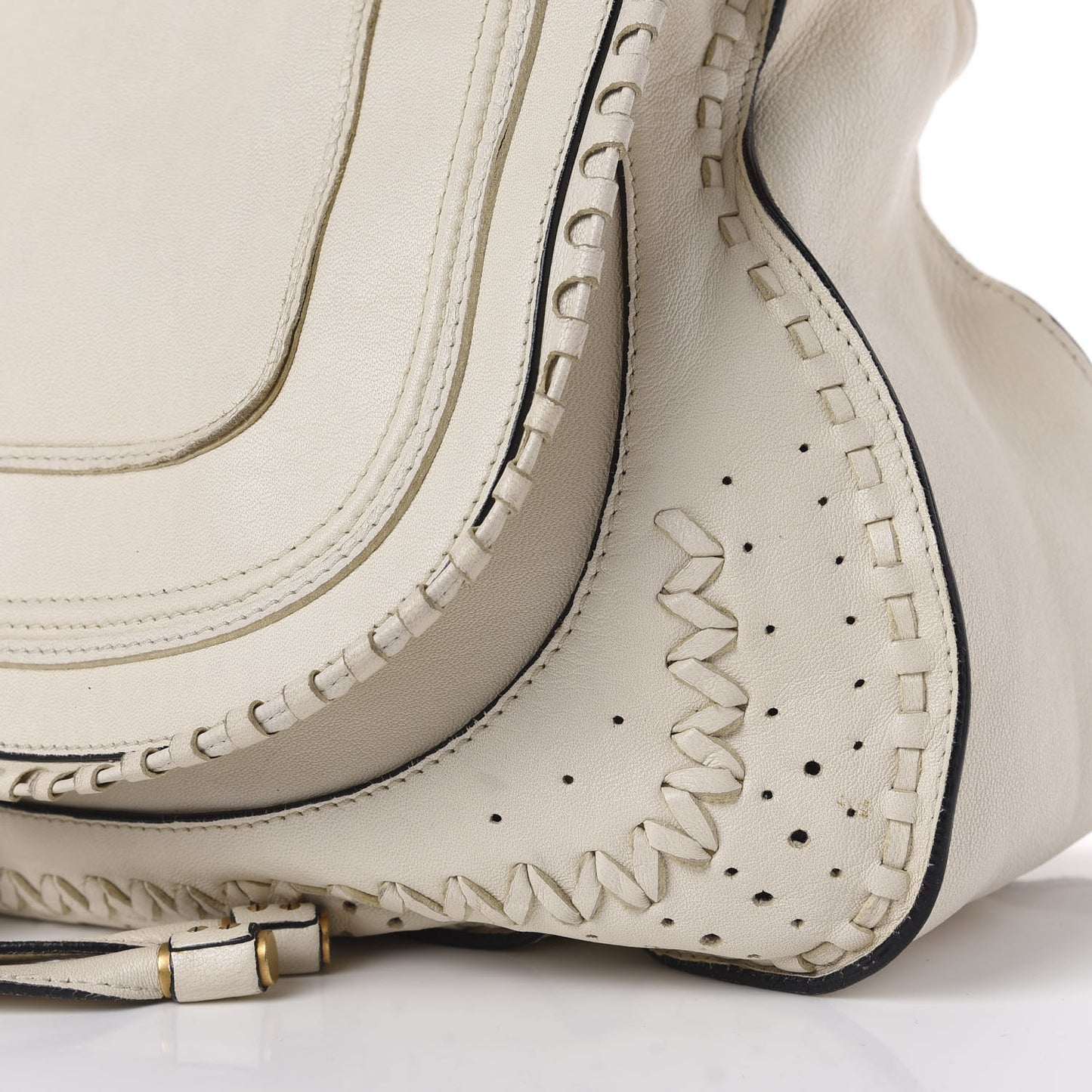 Calfskin Large Perforated Marcie Satchel Porcelain