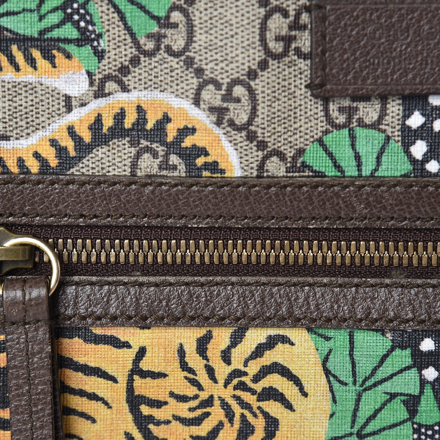GG Supreme Monogram Bengal Web Medium Flat Messenger Beige Yard
