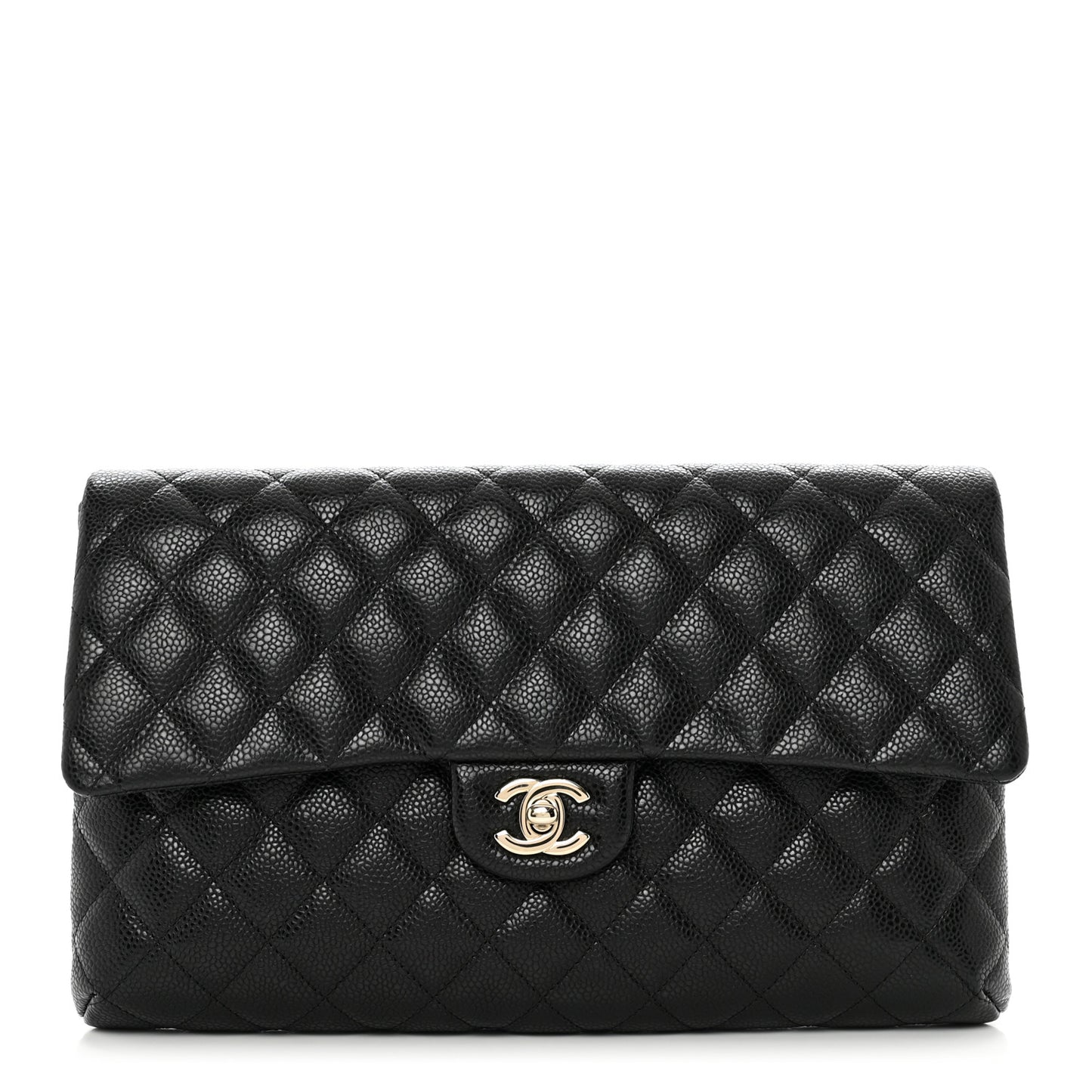 Caviar Quilted Flap Clutch Black