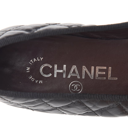 Chanel Aged Calfskin Quilted Cap Toe Ballerina Flats 36 Black 9 of 11