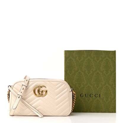 Gucci Calfskin Matelasse Small GG Marmont Chain Shoulder Bag White 11 of 11