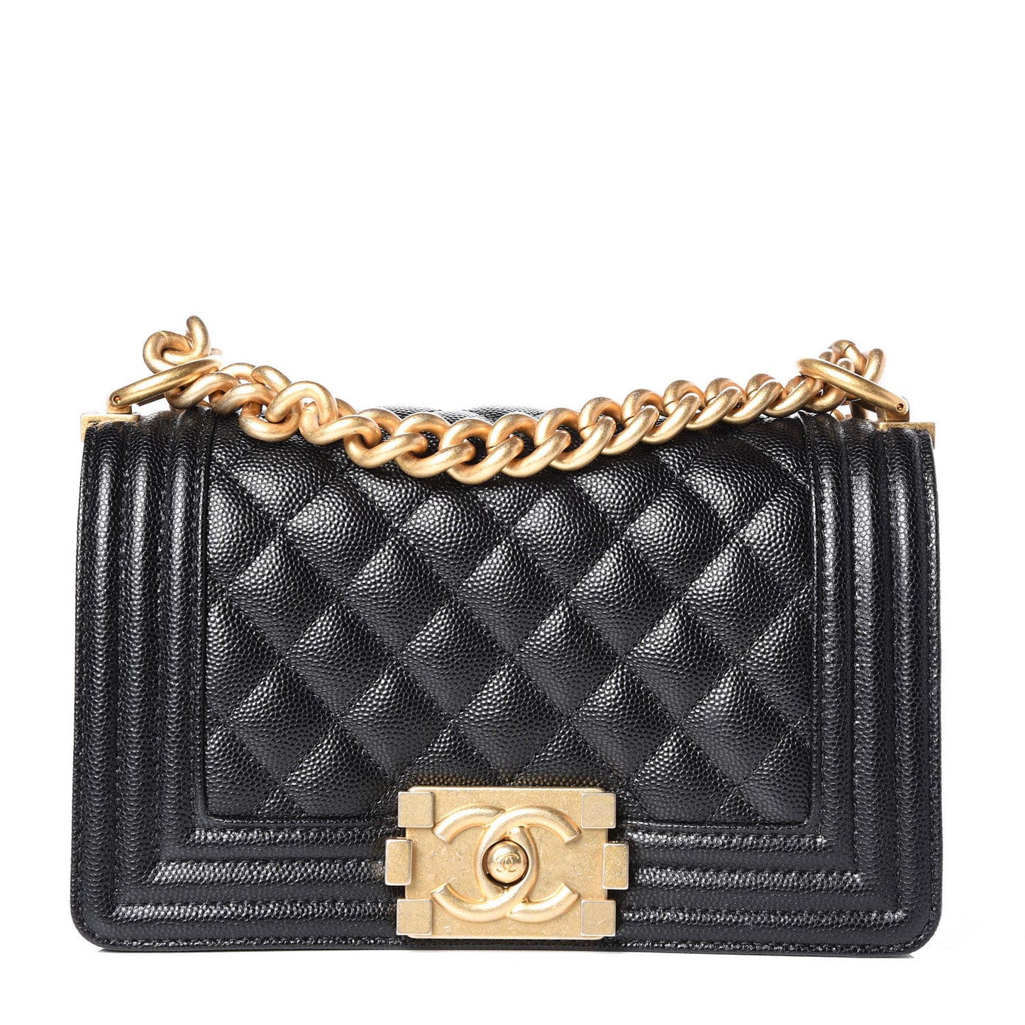 Caviar Quilted Small Boy Flap Black