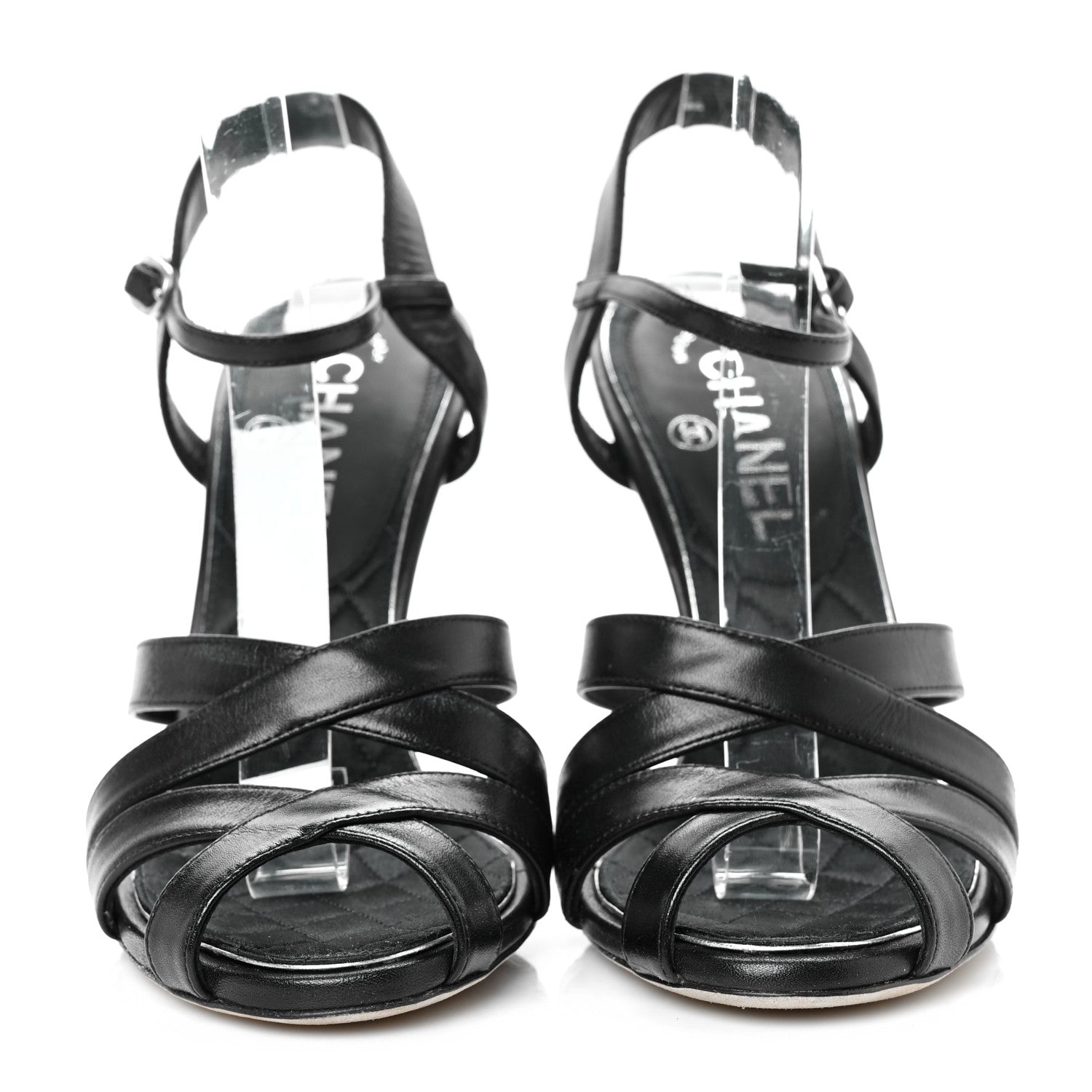 Chanel Lambskin CC Moonlight Strappy Sandals 37.5 Black 2 of 7