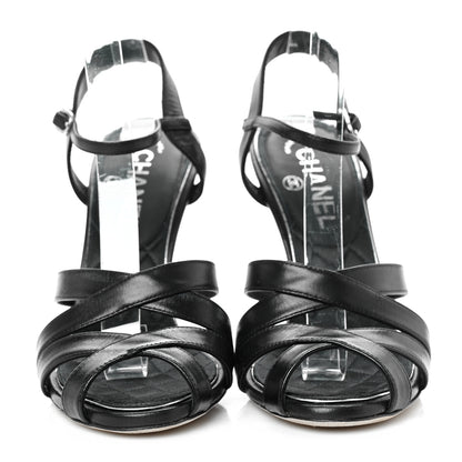 Chanel Lambskin CC Moonlight Strappy Sandals 37.5 Black 2 of 7