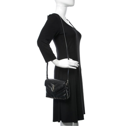 Saint Laurent Calfskin Y Quilted Monogram Toy Loulou Crossbody Bag Black 2 of 9