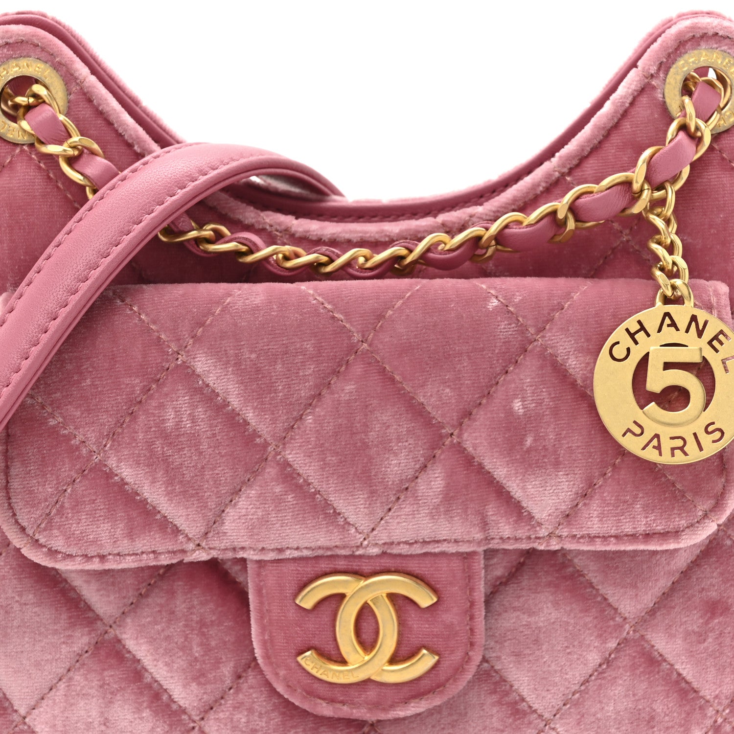 Chanel Velvet Quilted Small Wavy CC Hobo Pink 8 of 12