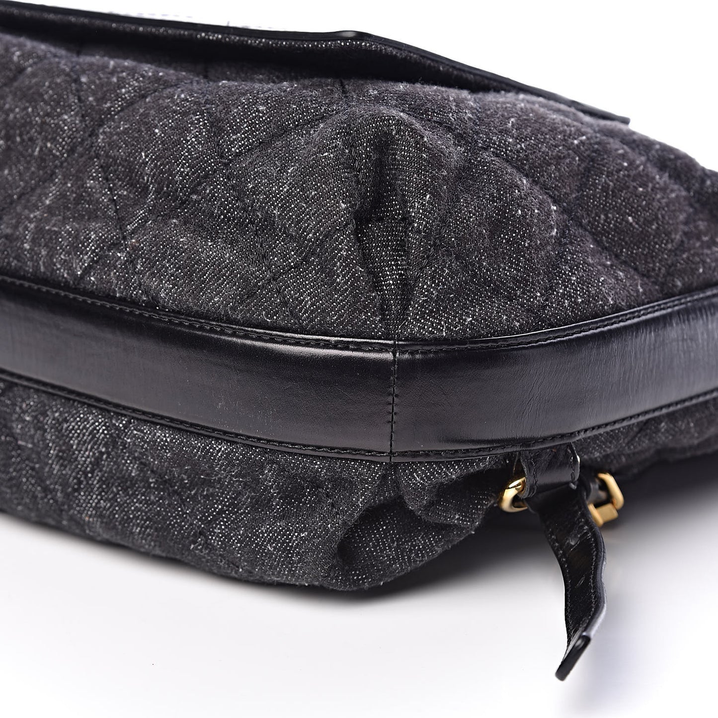 Denim Calfskin Quilted Backpack Dark Grey Black