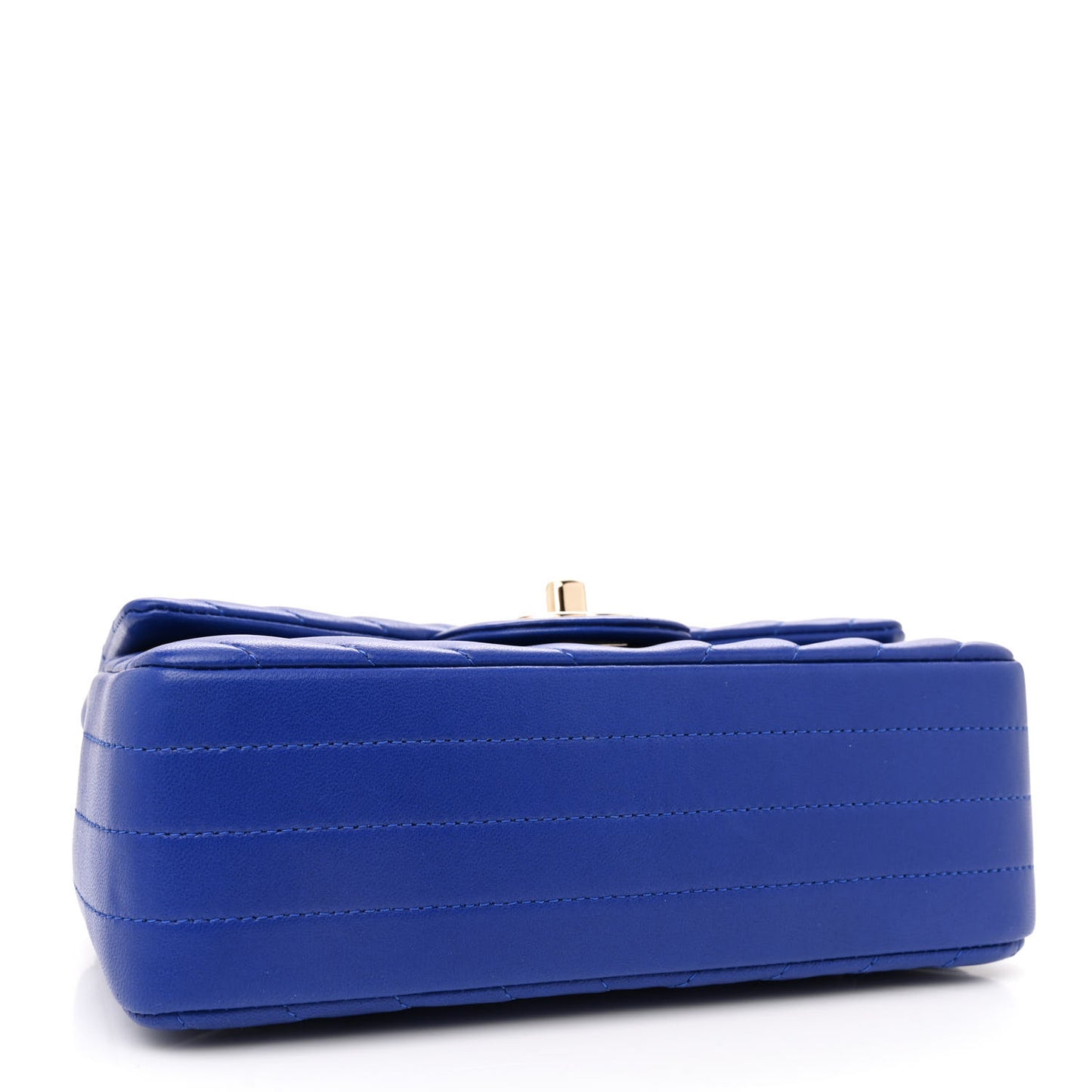 Lambskin Chevron Quilted Mini Rectangular Flap Blue